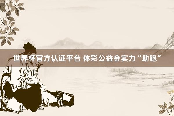 世界杯官方認(rèn)證平臺 體彩公益金實力“助跑”