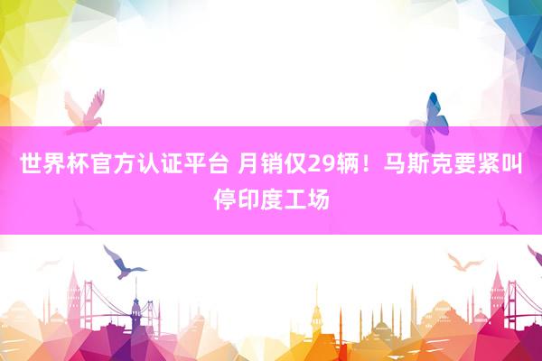 世界杯官方認(rèn)證平臺(tái) 月銷僅29輛！馬斯克要緊叫停印度工場