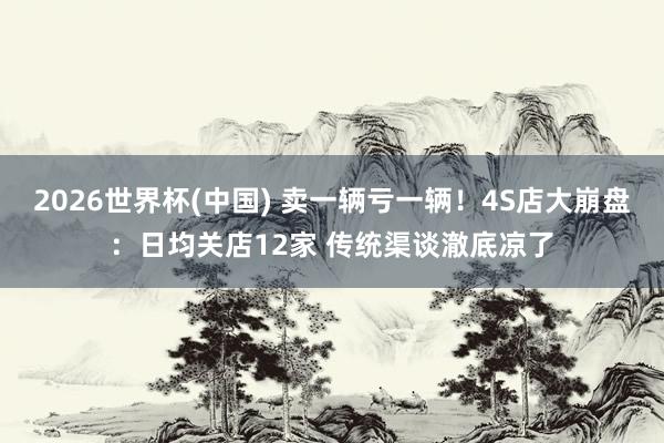 2026世界杯(中國) 賣一輛虧一輛!4S店大崩盤:日均關店12家 傳統渠談澈底涼了